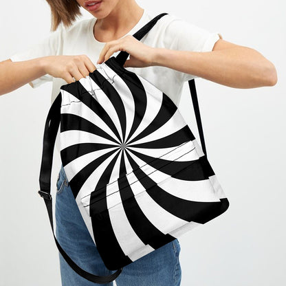 Black And White Swirl Print Drawstring Backpack