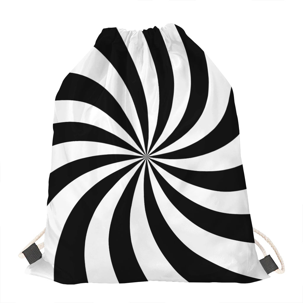Black And White Swirl Print Drawstring Bag