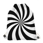 Black And White Swirl Print Drawstring Bag