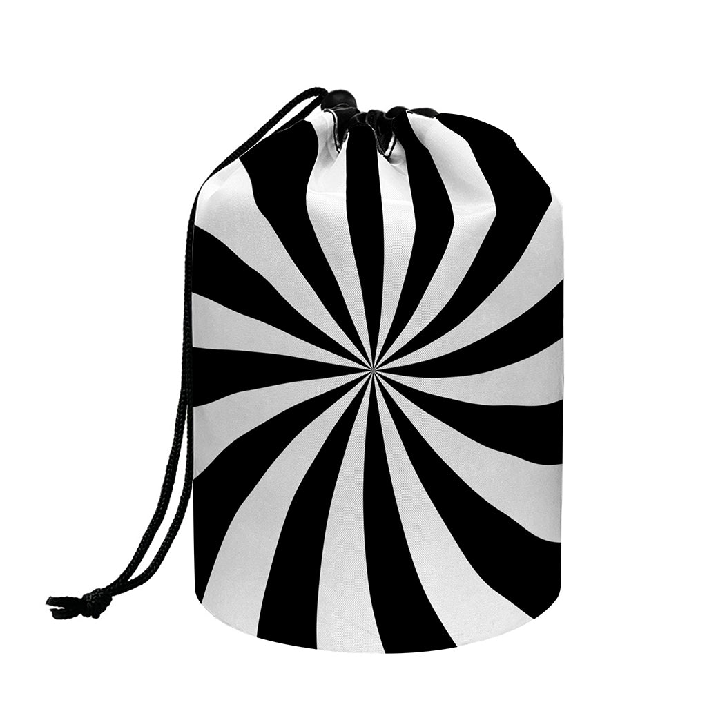 Black And White Swirl Print Drawstring Makeup Bag