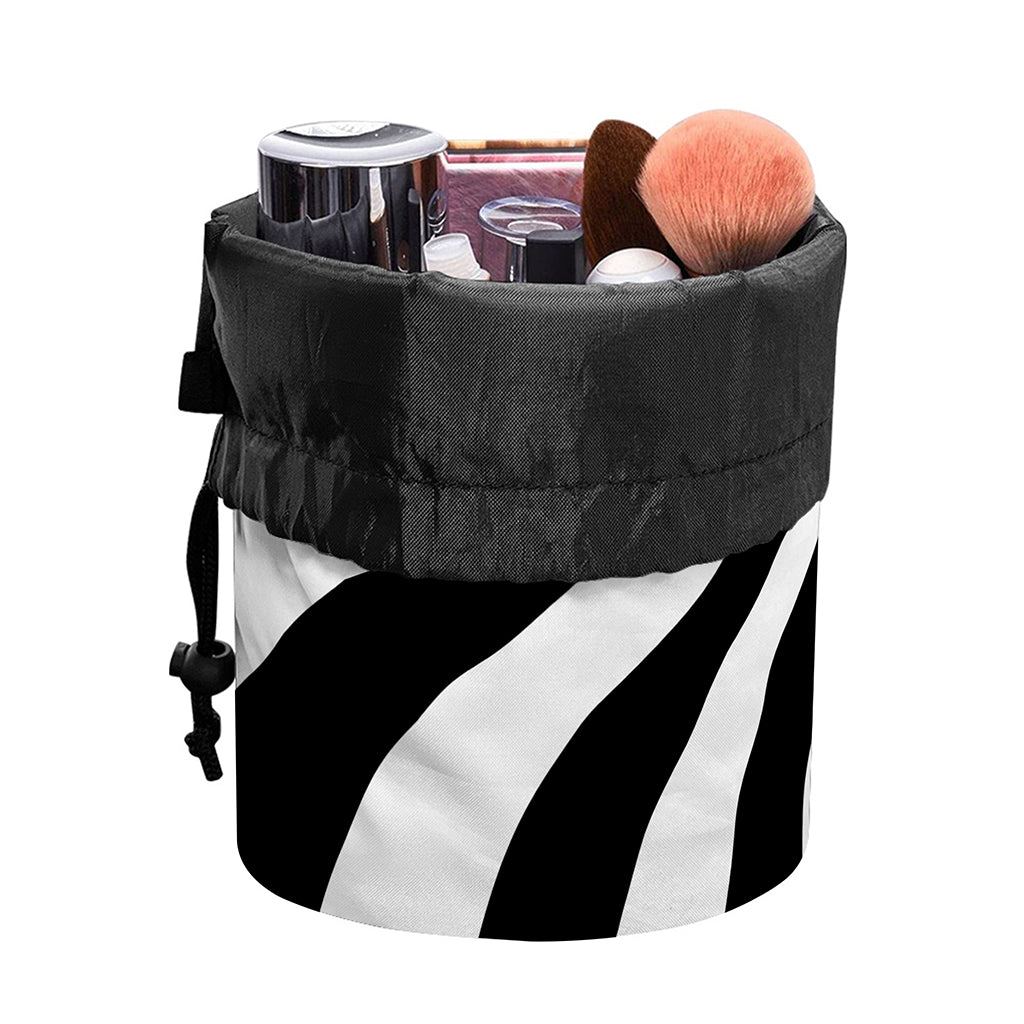 Black And White Swirl Print Drawstring Makeup Bag