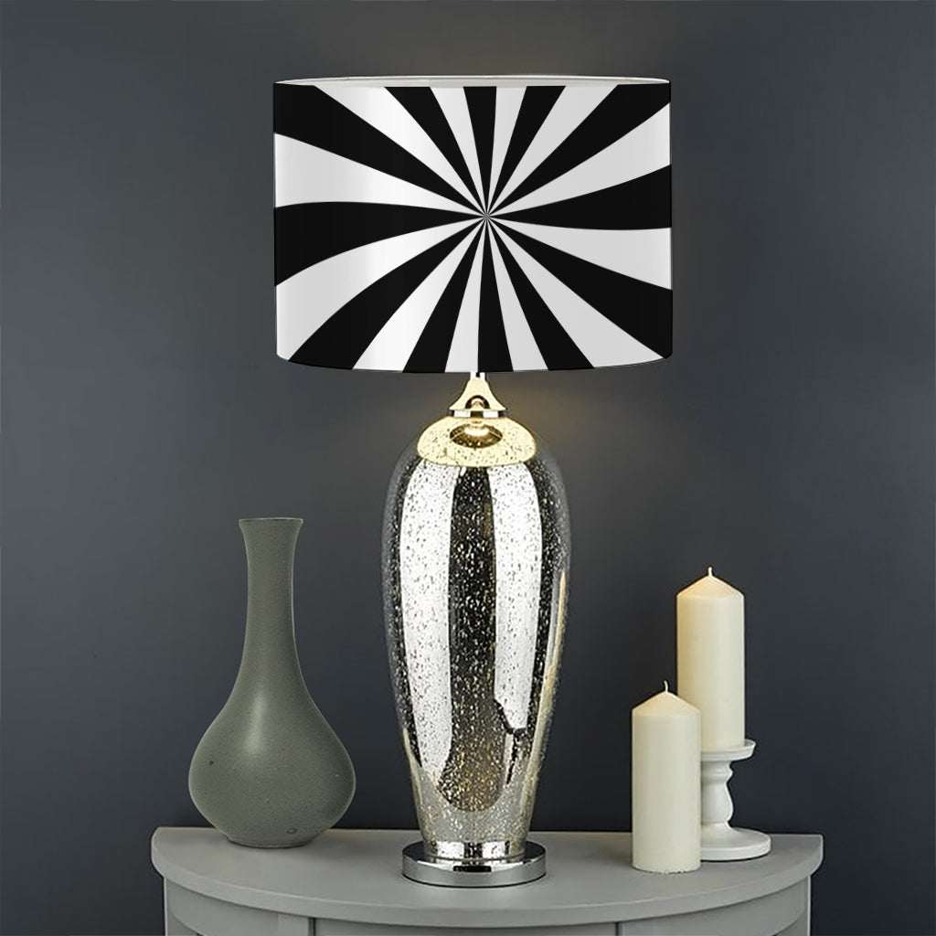 Black And White Swirl Print Drum Lamp Shade