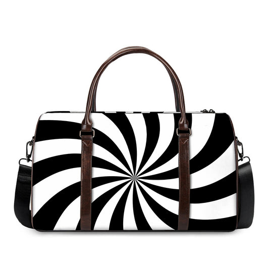 Black And White Swirl Print Duffle Bag