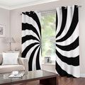 Black And White Swirl Print Extra Wide Grommet Curtains