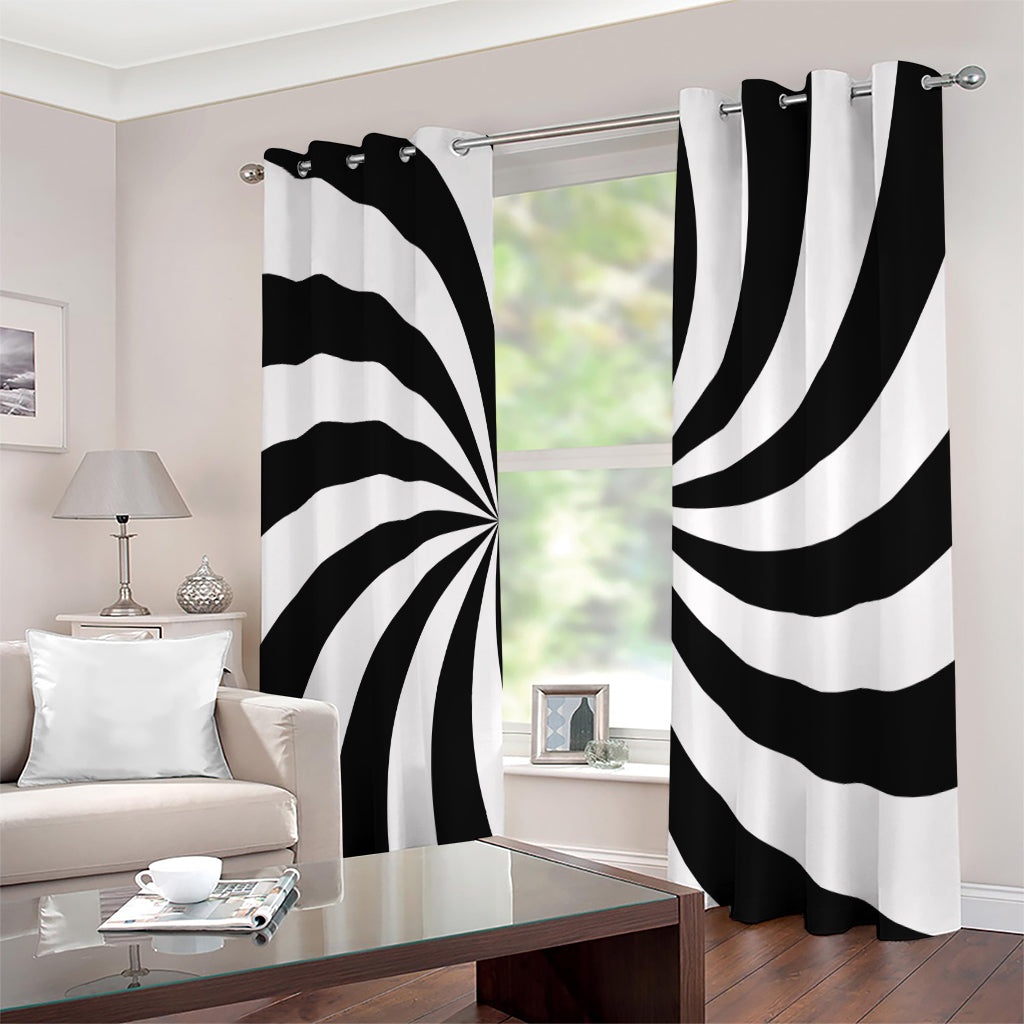 Black And White Swirl Print Extra Wide Grommet Curtains