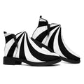 Black And White Swirl Print Flat Ankle Boots