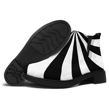 Black And White Swirl Print Flat Ankle Boots