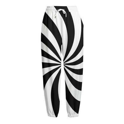 Black And White Swirl Print Fleece Lined Knit Pants