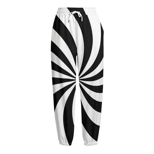 Black And White Swirl Print Fleece Lined Knit Pants