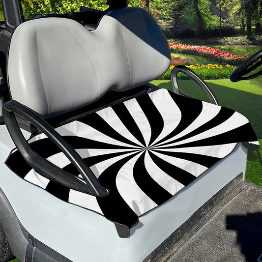 Black And White Swirl Print Golf Cart Seat Cover