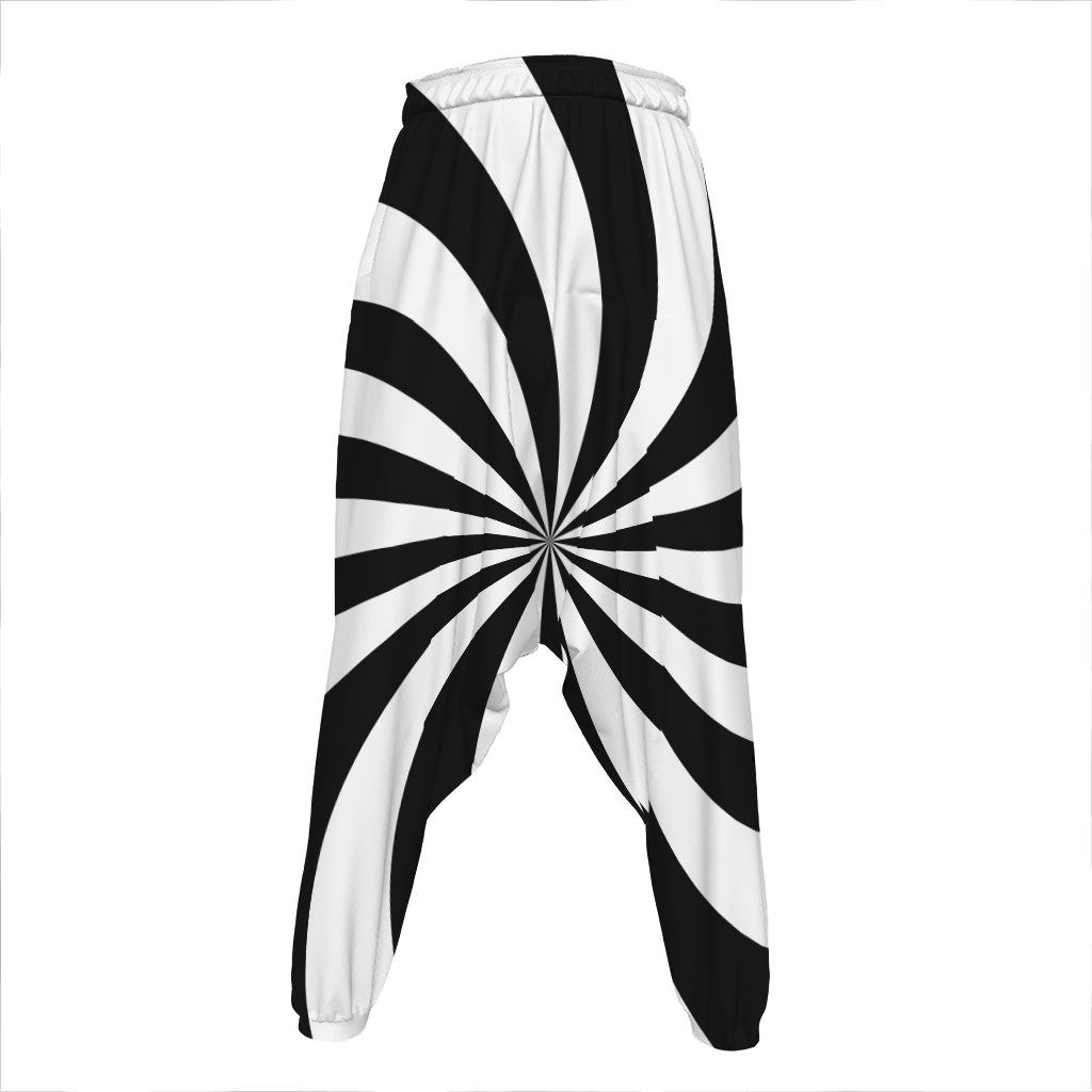 Black And White Swirl Print Hammer Pants