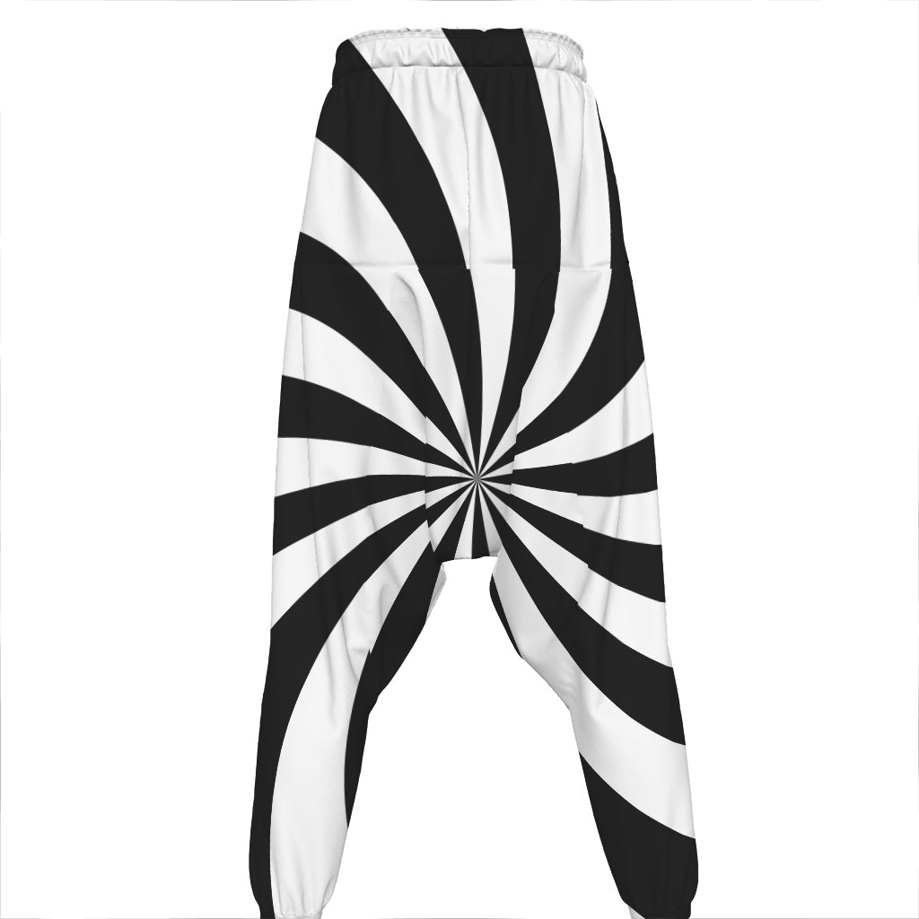 Black And White Swirl Print Hammer Pants
