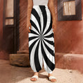 Black And White Swirl Print Harem Pants