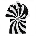 Black And White Swirl Print Hawaiian Shirt