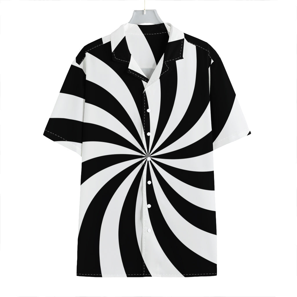 Black And White Swirl Print Hawaiian Shirt
