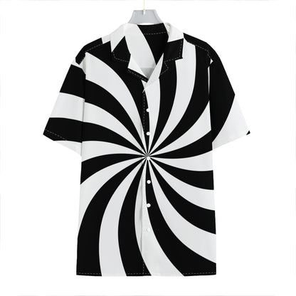 Black And White Swirl Print Hawaiian Shirt