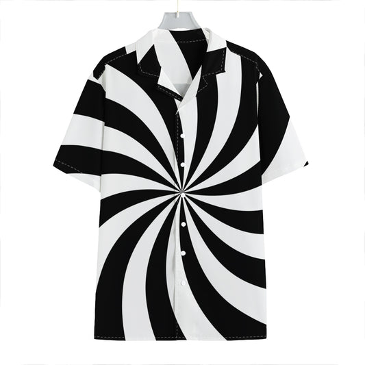 Black And White Swirl Print Hawaiian Shirt
