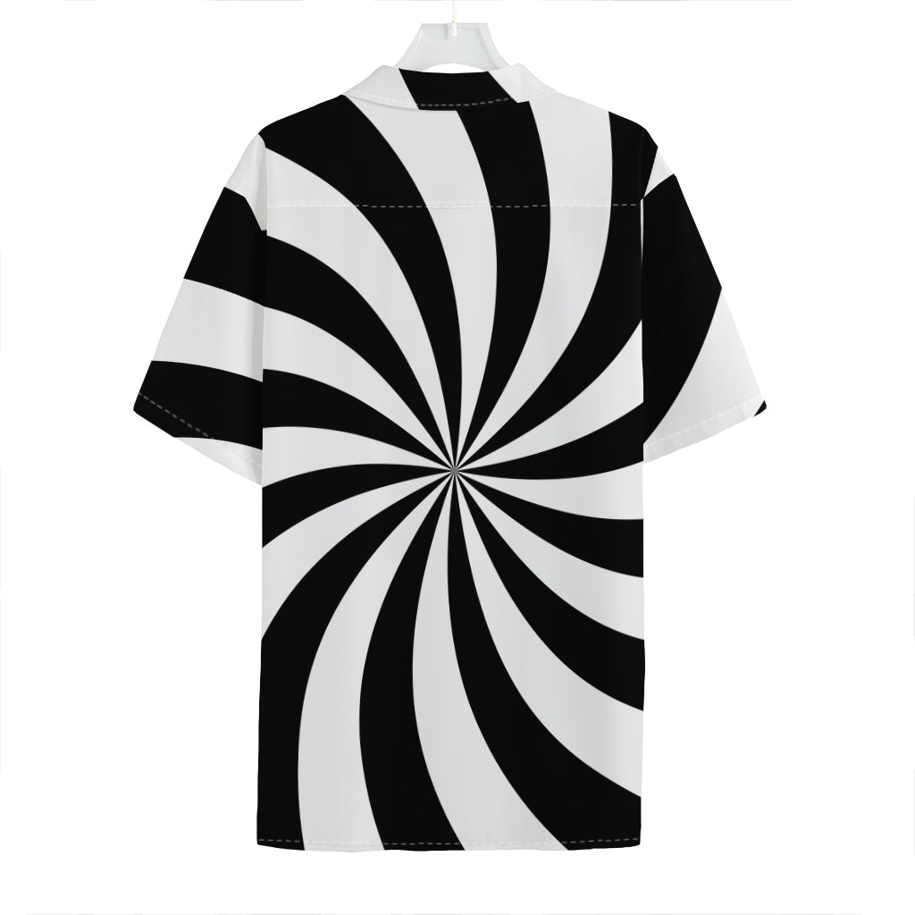 Black And White Swirl Print Hawaiian Shirt