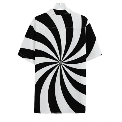 Black And White Swirl Print Hawaiian Shirt