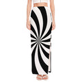 Black And White Swirl Print High Slit Maxi Skirt