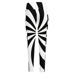 Black And White Swirl Print High-Waisted Pocket Leggings