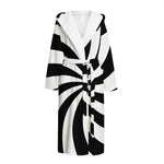 Black And White Swirl Print Hooded Bathrobe