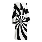 Black And White Swirl Print Hooded Bathrobe