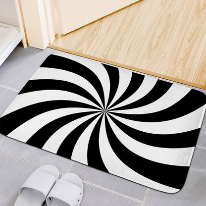 Black And White Swirl Print Indoor Door Mat