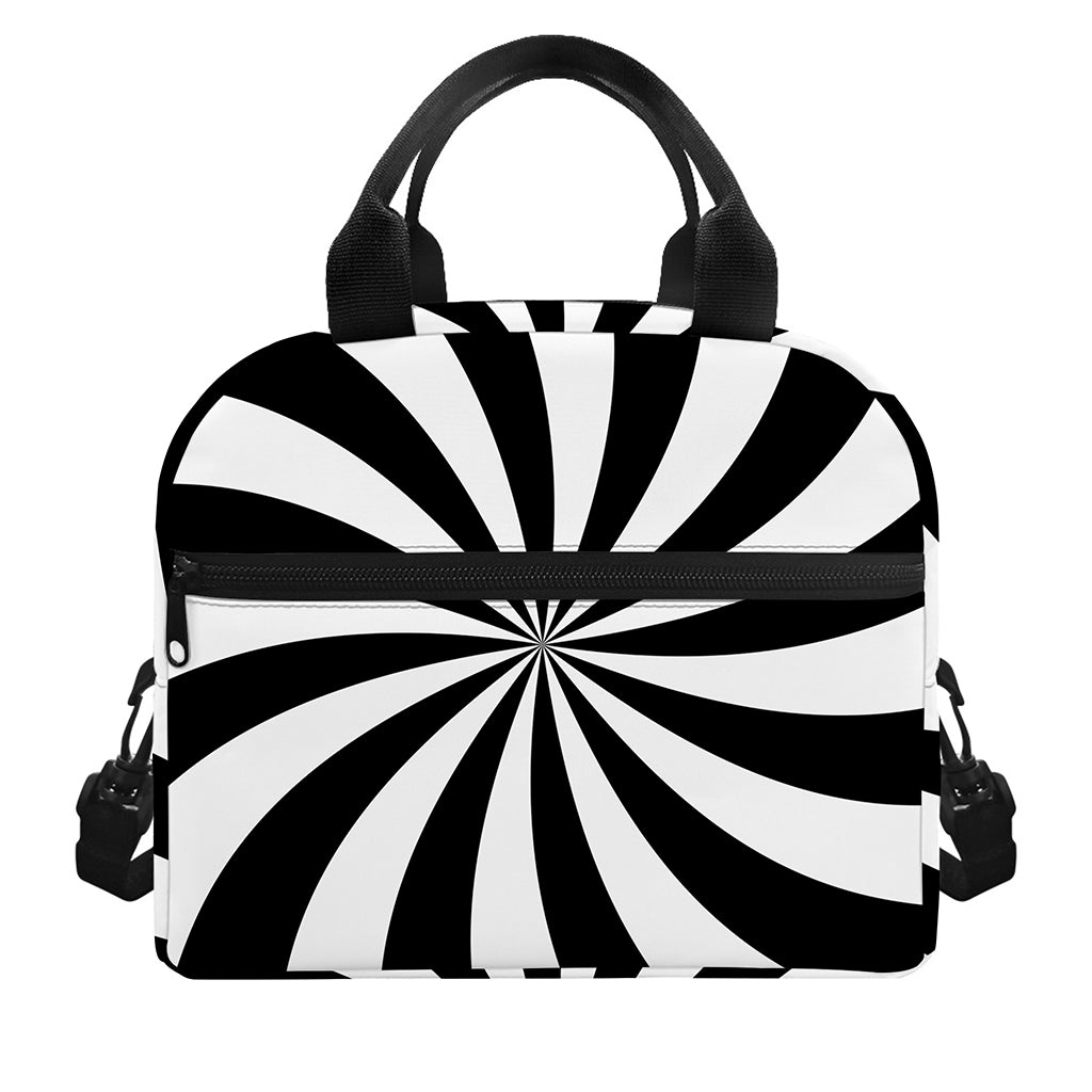 Black And White Swirl Print Insulated Lunch Bag