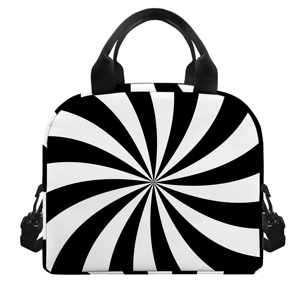 Black And White Swirl Print Insulated Lunch Bag