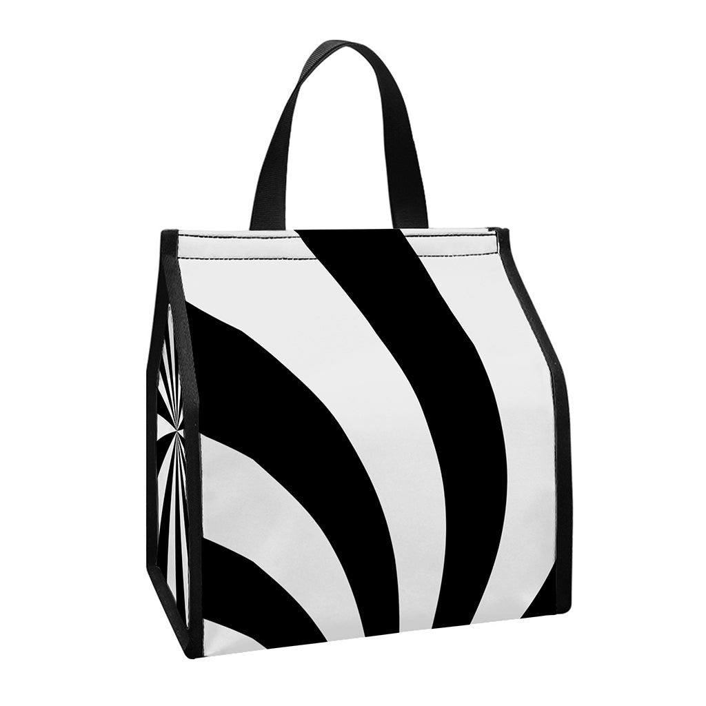 Black And White Swirl Print Insulated Lunch Tote