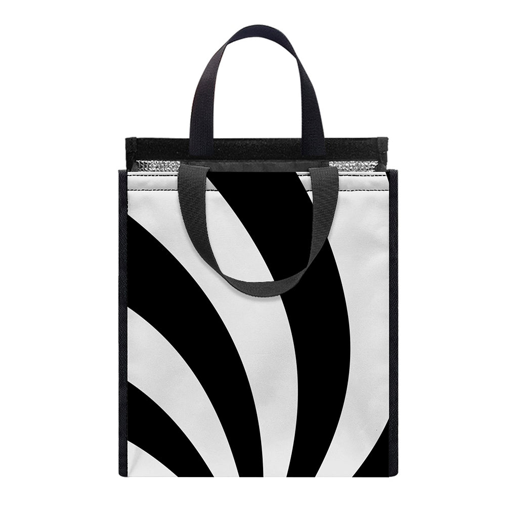 Black And White Swirl Print Insulated Lunch Tote