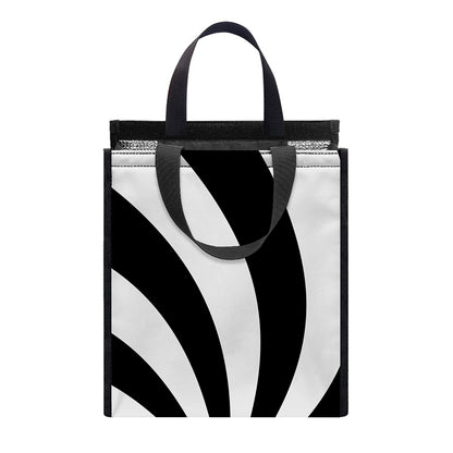 Black And White Swirl Print Insulated Lunch Tote