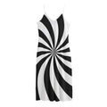 Black And White Swirl Print Jersey Midi Cami Dress
