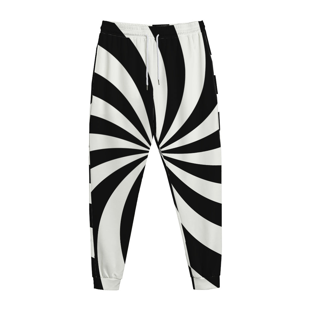Black And White Swirl Print Jogger Pants