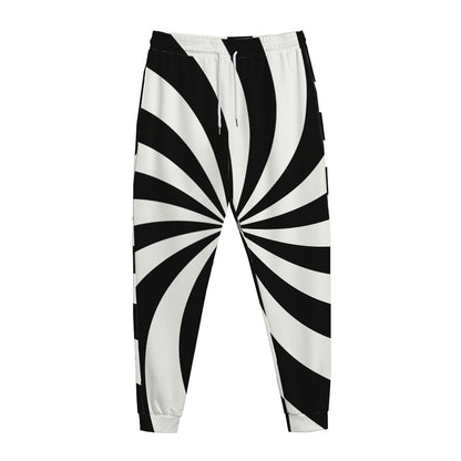 Black And White Swirl Print Jogger Pants