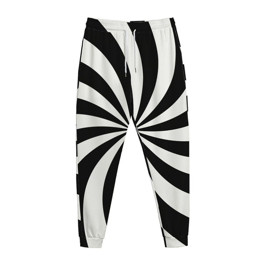 Black And White Swirl Print Jogger Pants