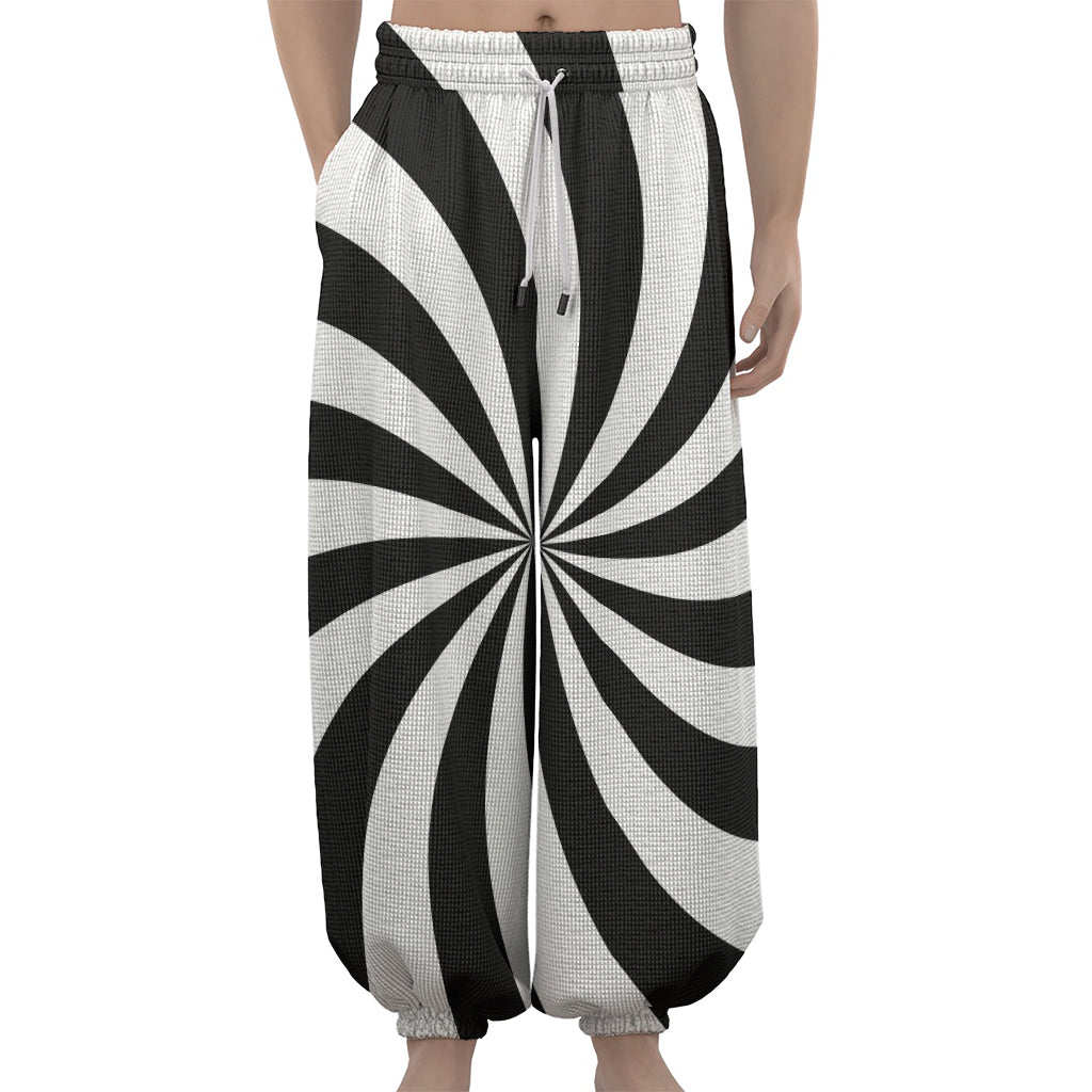 Black And White Swirl Print Lantern Pants