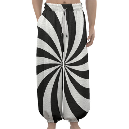 Black And White Swirl Print Lantern Pants