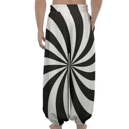 Black And White Swirl Print Lantern Pants