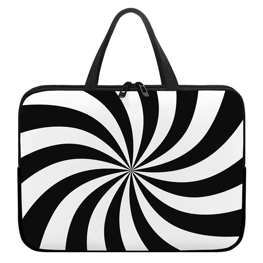 Black And White Swirl Print Laptop Sleeve With Handle