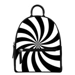Black And White Swirl Print Leather Backpack