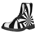 Black And White Swirl Print Lace-Up Boots