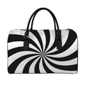 Black And White Swirl Print Leather Duffel Bag