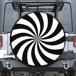 Black And White Swirl Print Leather Spare Tire Cover
