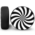 Black And White Swirl Print Leather Spare Tire Cover