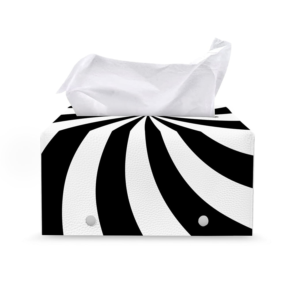 Black And White Swirl Print Leather Tissue Box Cover