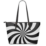 Black And White Swirl Print Leather Tote Bag