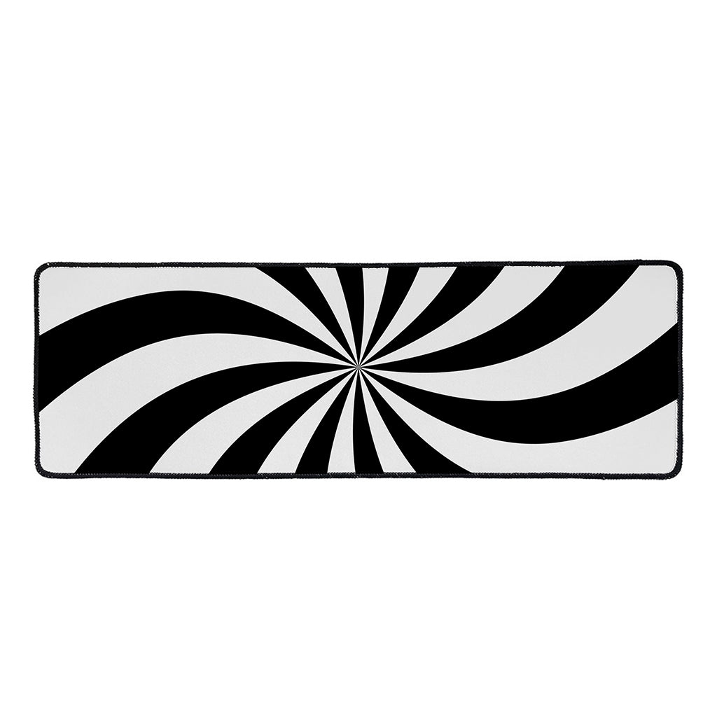 Black And White Swirl Print Long Kitchen Mat