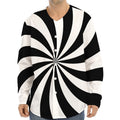 Black And White Swirl Print Long Sleeve Baseball Jersey